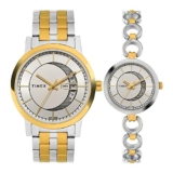 Timex Classics Analog Watch For Unisex With Silver-Tone Round Dial & Two Tone Stainless Steel Bracelet Band Water Resistant Unisex Wrist Watches – Tw00Pr230